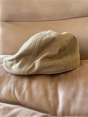 Stetson Khaki Cotton Eight-Panel Newsboy Cap